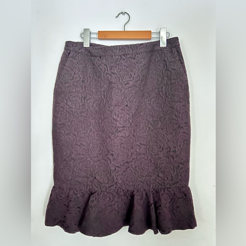 Marlowe made in Italy purple Peplum Skirt Floral print wool blend trumpet - Picture 2 of 9